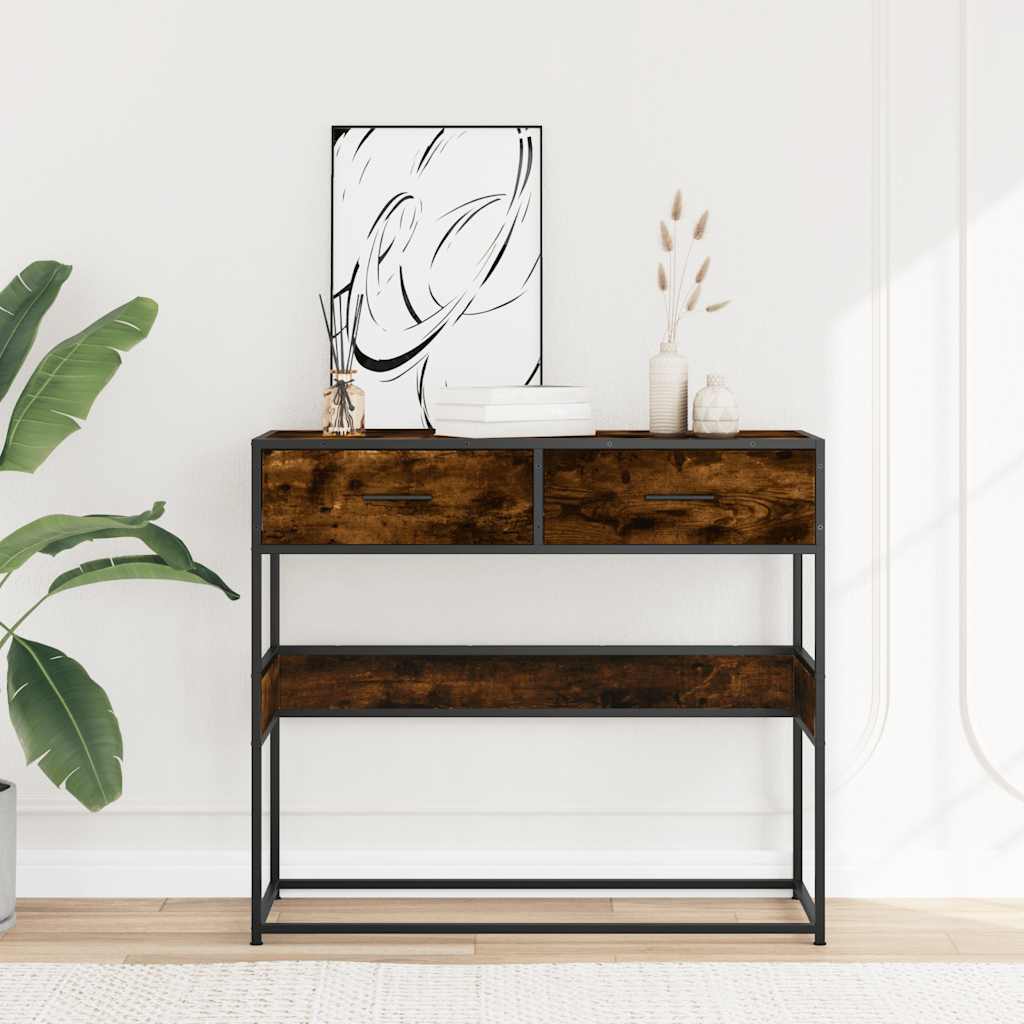 Τραπέζι Κονσόλα Καπνιστή Δρυς 90x35x80 εκ. Επεξεργασμένο Ξύλο