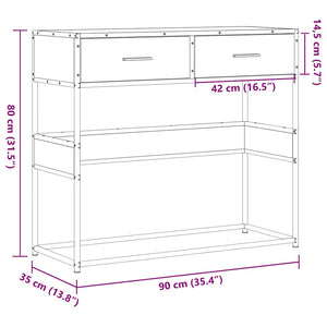 Τραπέζι Κονσόλα Καπνιστή Δρυς 90x35x80 εκ. Επεξεργασμένο Ξύλο