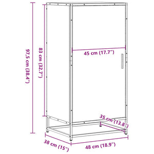 Παπουτσοθήκη Μαύρο 48x38x97,5 εκ. από Επεξεργασμένο Ξύλο