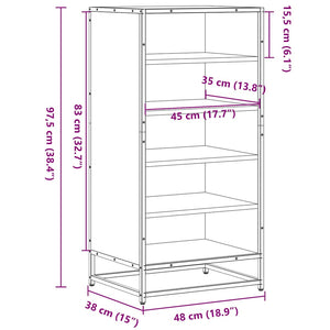 Παπουτσοθήκη Καπνιστή Δρυς 48x38x97,5 εκ. Επεξεργασμένο Ξύλο