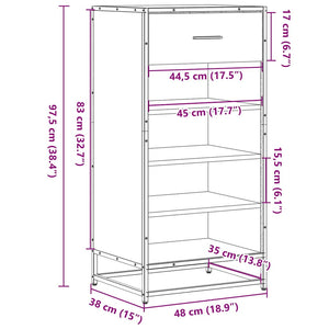 Παπουτσοθήκη Sonoma Δρυς 48x38x97,5 εκ. Επεξεργασμένο Ξύλο - Pakobazaar