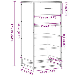 Παπουτσοθήκη Καπνιστή Δρυς 48x38x97,5 εκ. Επεξεργασμένο Ξύλο - Pakobazaar