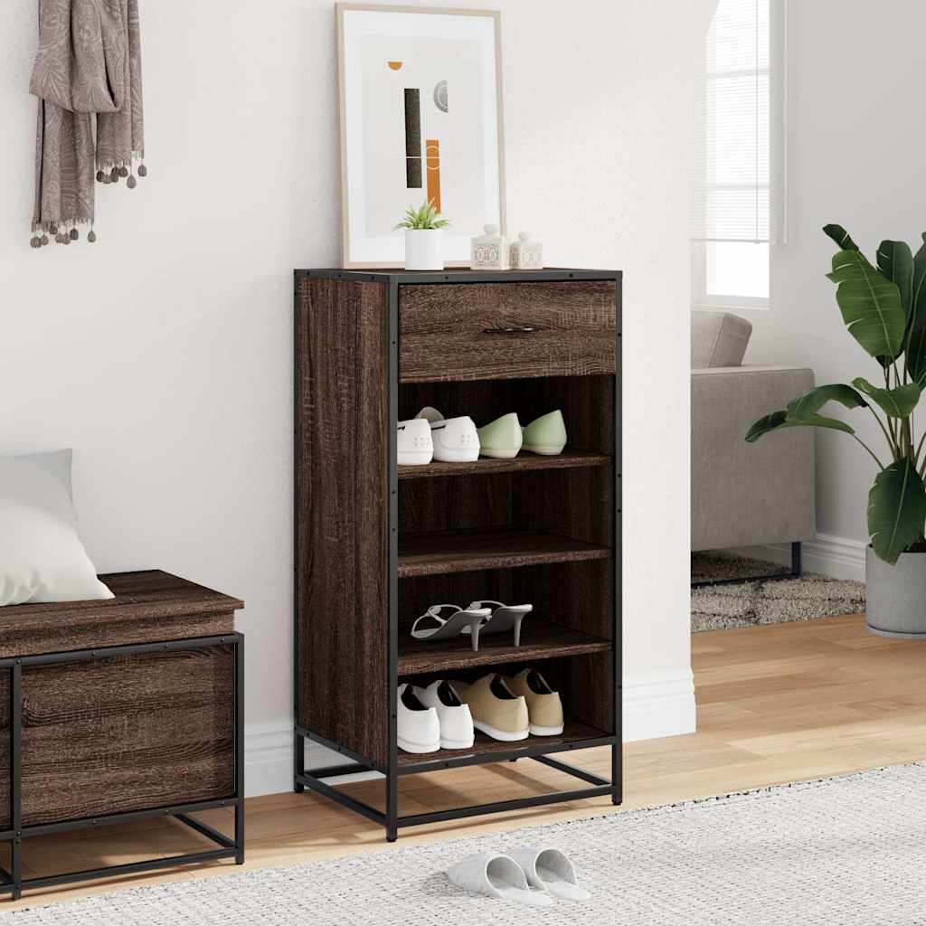 Ράφι παπουτσιών καφέ δρυς 48x38x97,5 cm Κατασκευασμένο ξύλο