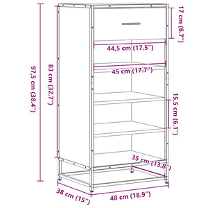 Ράφι παπουτσιών καφέ δρυς 48x38x97,5 cm Κατασκευασμένο ξύλο