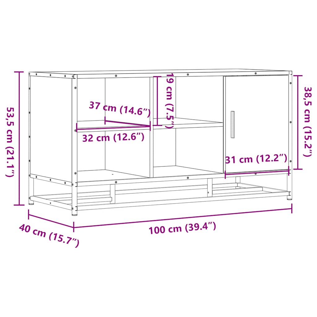 Πάγκος παπουτσιών  Καπνιστή βελανιδιά 100x40x53,5 cm