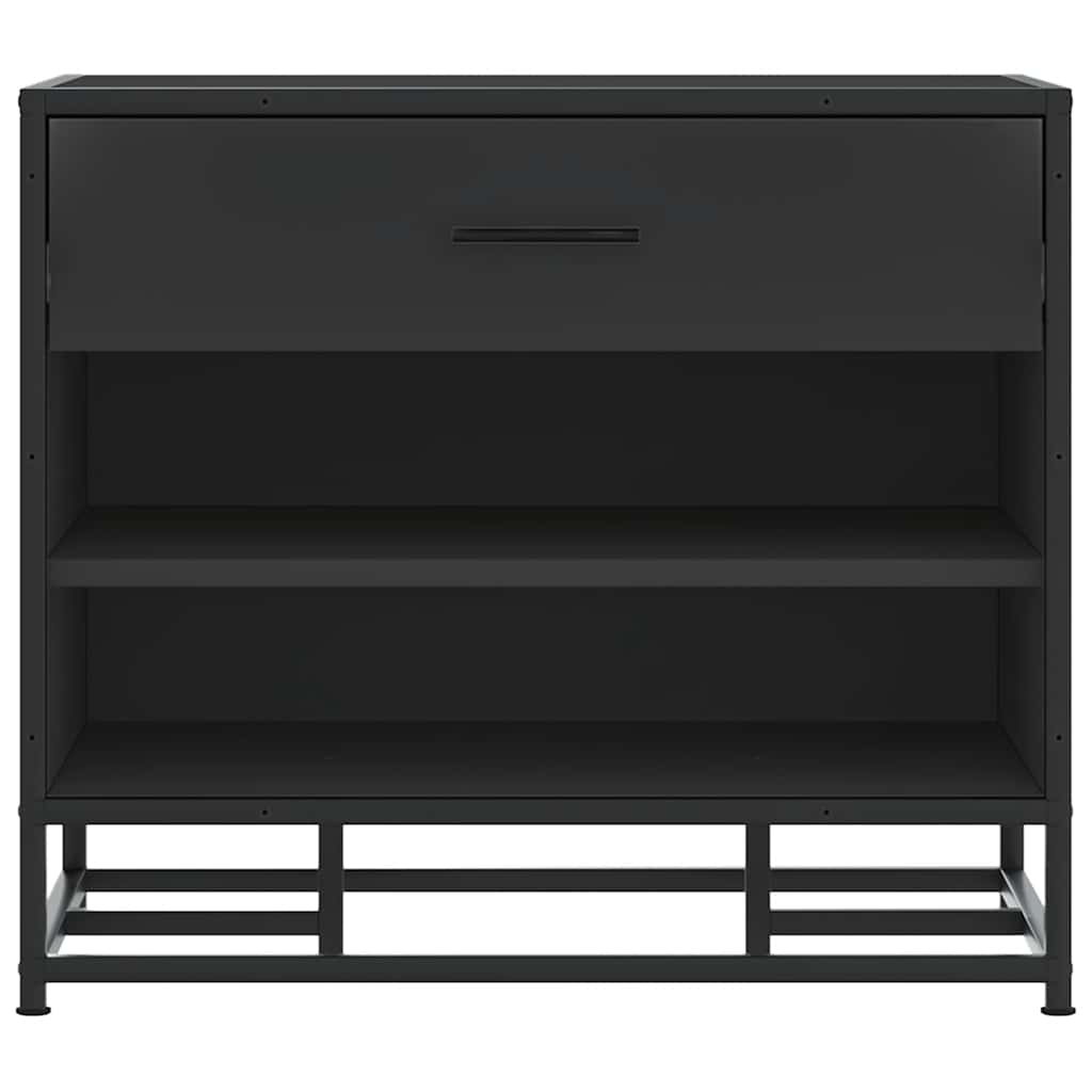 Παπουτσοθήκη Μαύρη 60x40x53,5εκ. από Επεξεργασμένο Ξύλο μέταλλο