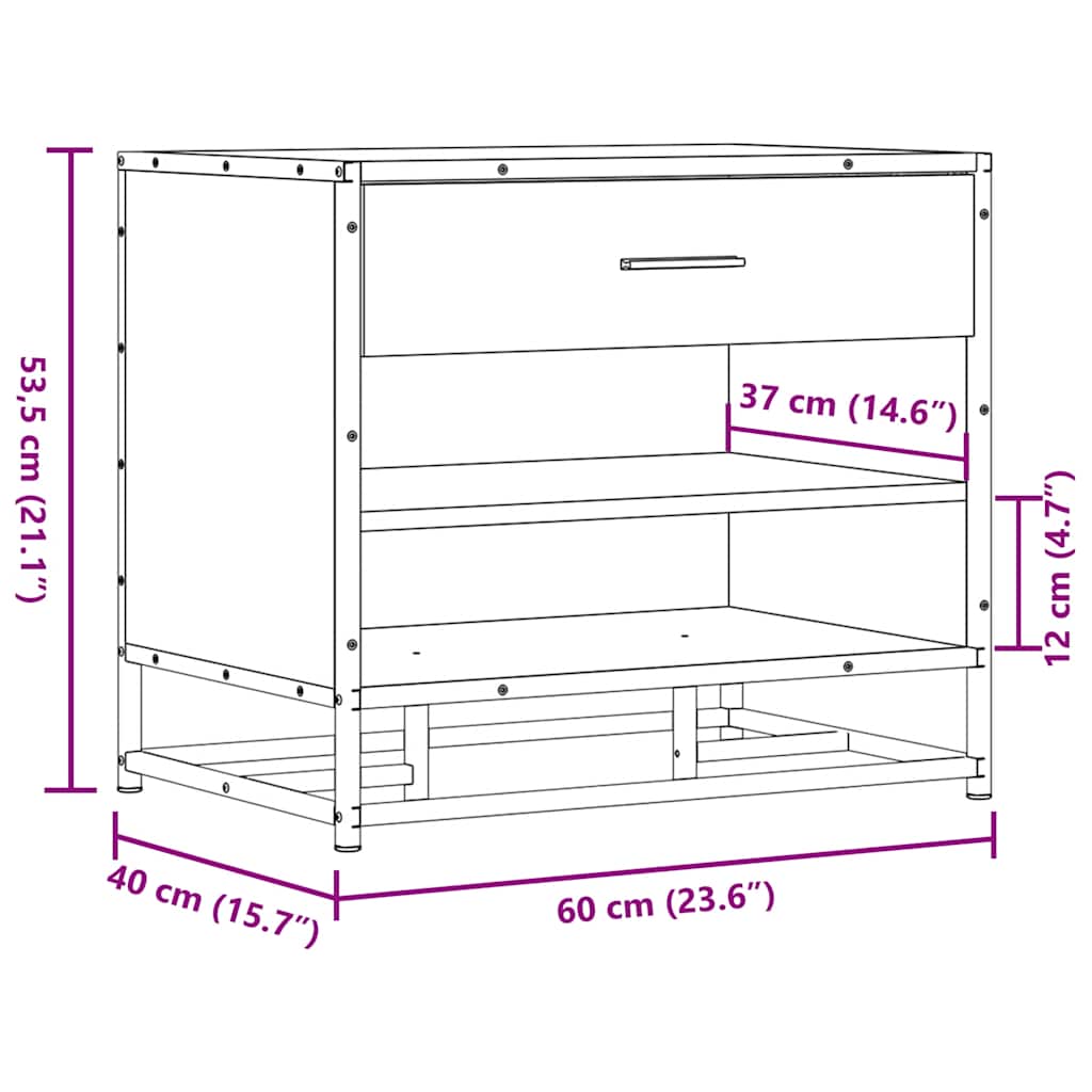 Πάγκος παπουτσιών Δρυς sonoma 60x40x53,5 cm Επεξεργασμένο ξύλο