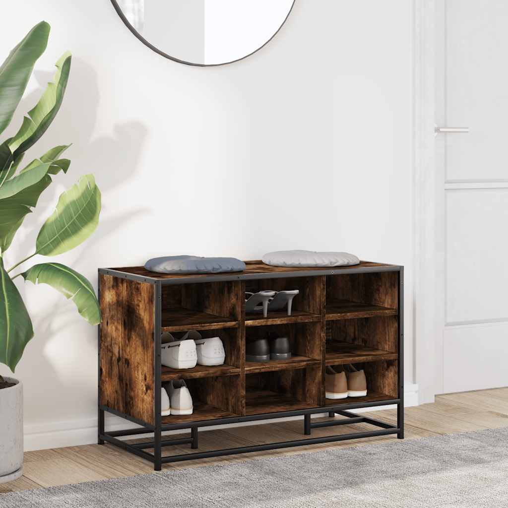 Πάγκος παπουτσιών  Καπνιστή βελανιδιά 84x40x53,5 cm