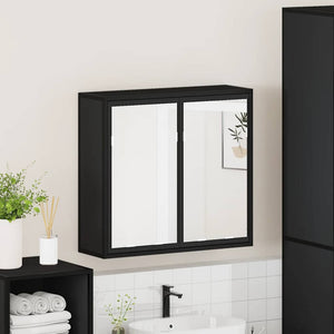 Καθρέφτης Μπάνιου με Ντουλάπι Μαύρος 65x20x60 εκ. Επεξ. Ξύλο