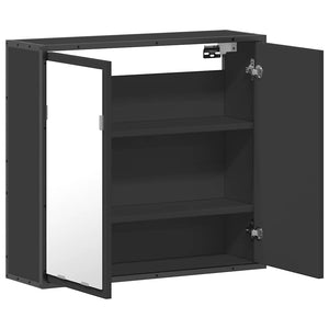 Καθρέφτης Μπάνιου με Ντουλάπι Μαύρος 65x20x60 εκ. Επεξ. Ξύλο