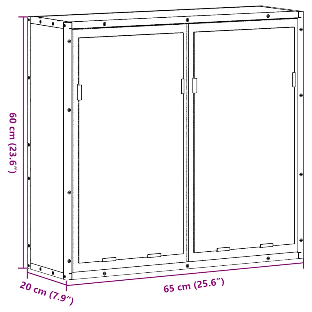 ντουλάπι καθρέφτη μπάνιου καφέ δρυς 65x20x60 cm