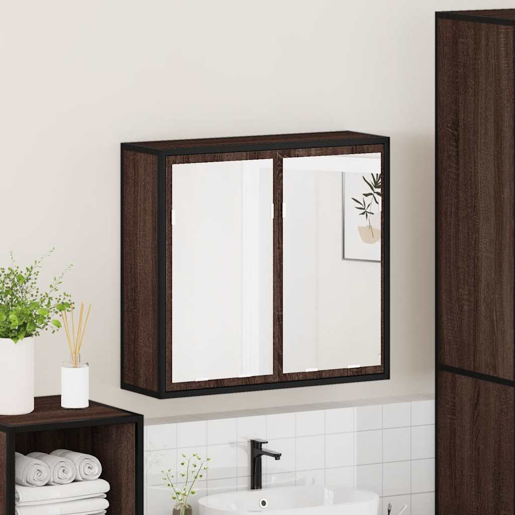 ντουλάπι καθρέφτη μπάνιου καφέ δρυς 65x20x60 cm