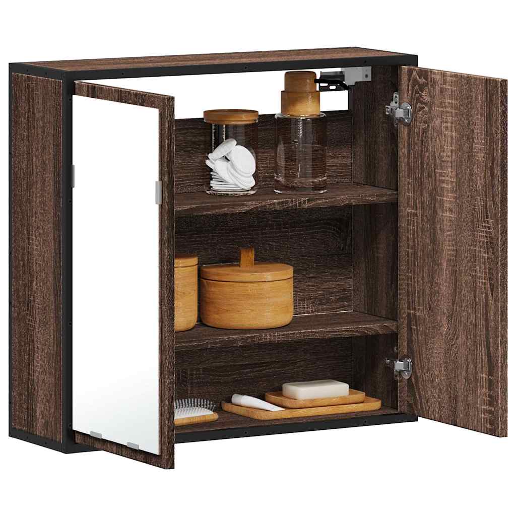 ντουλάπι καθρέφτη μπάνιου καφέ δρυς 65x20x60 cm