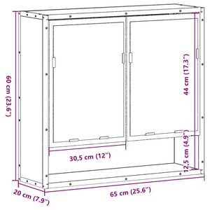 Ντουλάπι Καθρέφτη Μπάνιου Sonoma Δρυς 65 x 20 x 60 εκ. από Τεχνητό Ξύλο - Pakobazaar