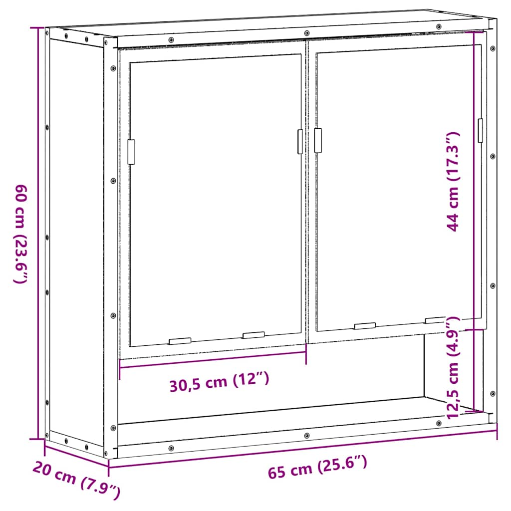 ντουλάπι καθρέφτη μπάνιου καπνιστή δρυς 65x20x60 cm - Pakobazaar