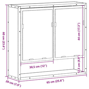 ντουλάπι καθρέφτη μπάνιου καπνιστή δρυς 65x20x60 cm - Pakobazaar
