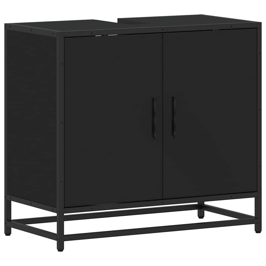 ντουλάπι νιπτήρα μπάνιου μαύρο 65x33x60 cm κατασκευασμένο ξύλο