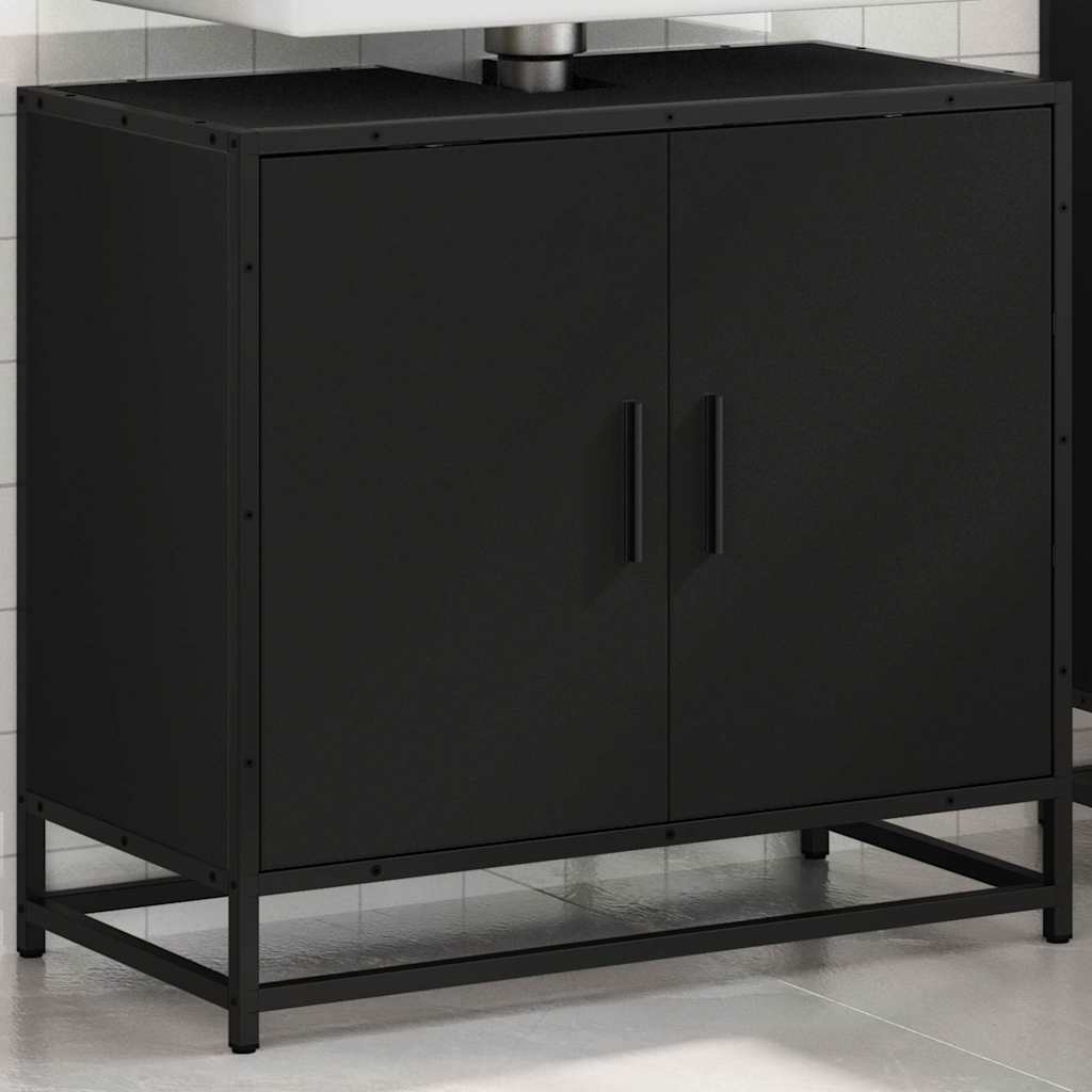 ντουλάπι νιπτήρα μπάνιου μαύρο 65x33x60 cm κατασκευασμένο ξύλο