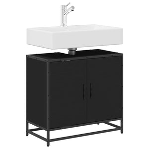 ντουλάπι νιπτήρα μπάνιου μαύρο 65x33x60 cm κατασκευασμένο ξύλο