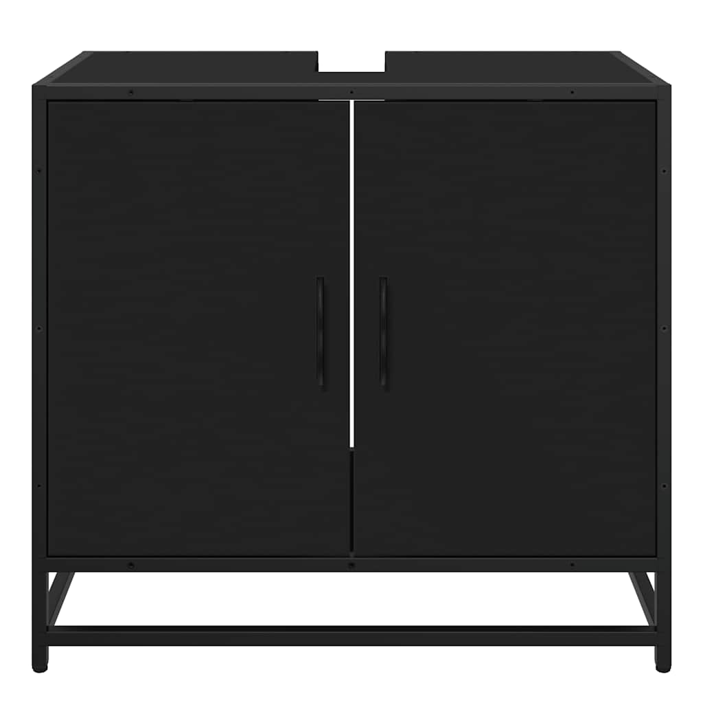 ντουλάπι νιπτήρα μπάνιου μαύρο 65x33x60 cm κατασκευασμένο ξύλο