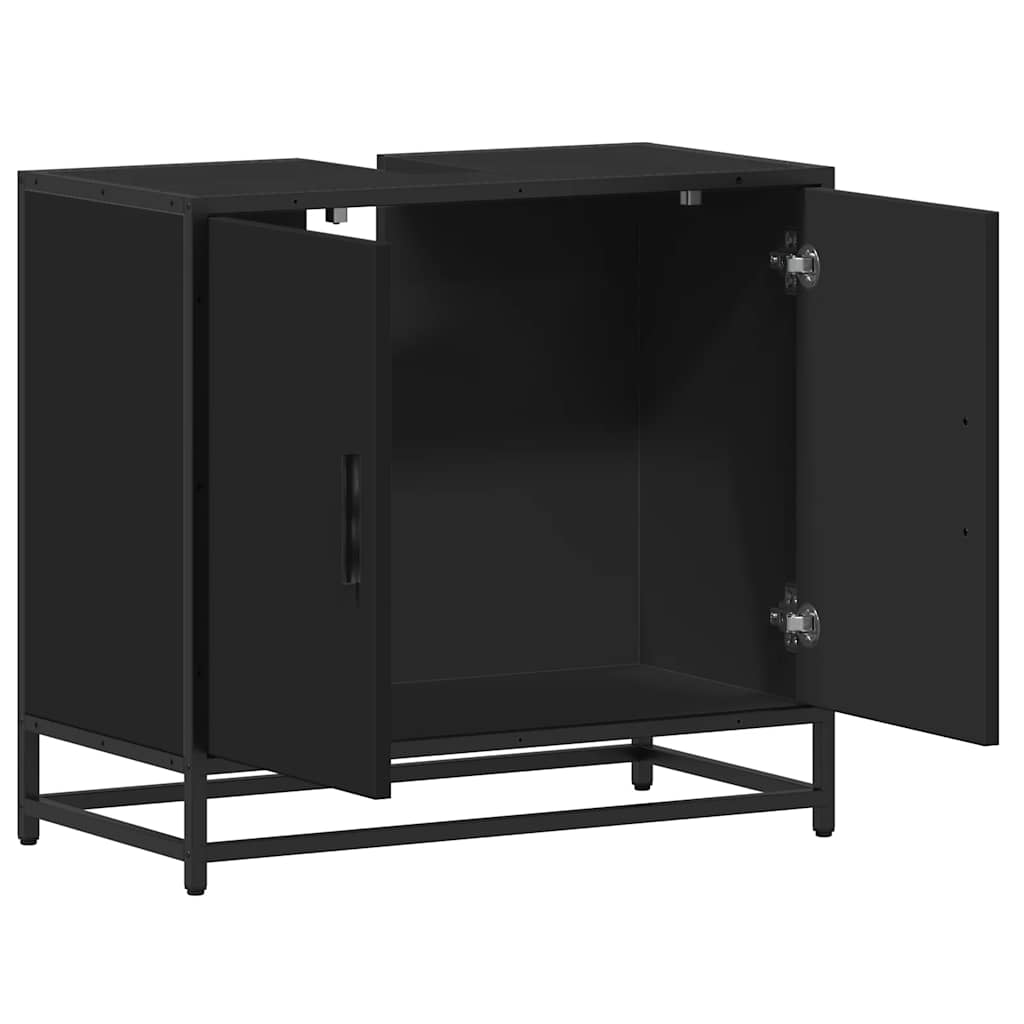 ντουλάπι νιπτήρα μπάνιου μαύρο 65x33x60 cm κατασκευασμένο ξύλο