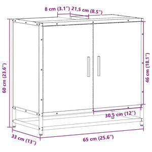ντουλάπι νιπτήρα μπάνιου μαύρο 65x33x60 cm κατασκευασμένο ξύλο