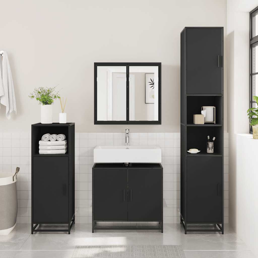 ντουλάπι νιπτήρα μπάνιου μαύρο 65x33x60 cm κατασκευασμένο ξύλο
