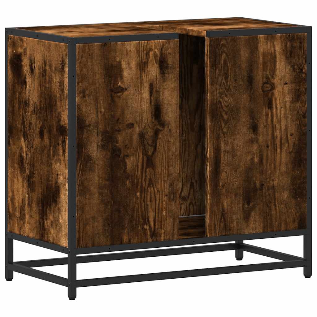 ντουλάπι νιπτήρα μπάνιου καπνιστή δρυς 65x33x60 cm