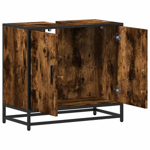 ντουλάπι νιπτήρα μπάνιου καπνιστή δρυς 65x33x60 cm