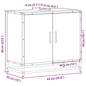 ντουλάπι νιπτήρα μπάνιου καπνιστή δρυς 65x33x60 cm