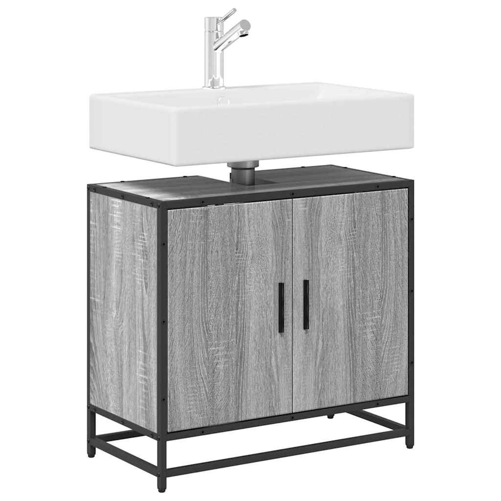 Ντουλάπι νιπτήρα μπάνιου γκρι Sonoma 65x33x60 cm