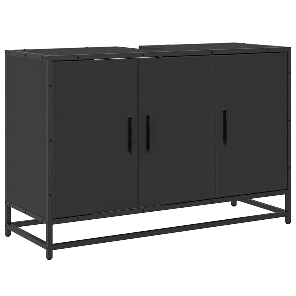 ντουλάπι νιπτήρα μπάνιου μαύρο 90x33x60 cm κατασκευασμένο ξύλο