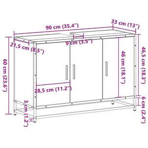 ντουλάπι νιπτήρα μπάνιου μαύρο 90x33x60 cm κατασκευασμένο ξύλο