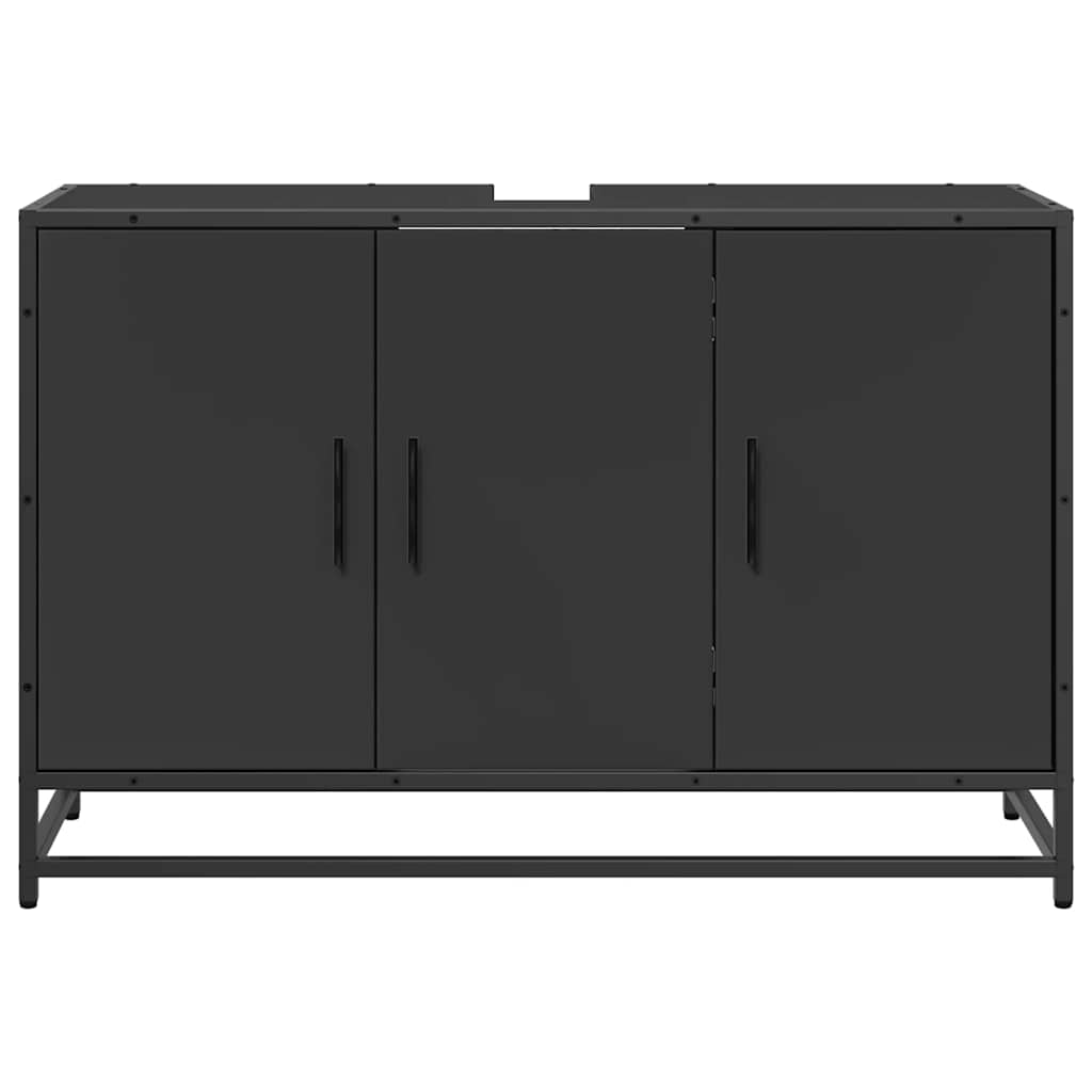 ντουλάπι νιπτήρα μπάνιου μαύρο 90x33x60 cm κατασκευασμένο ξύλο
