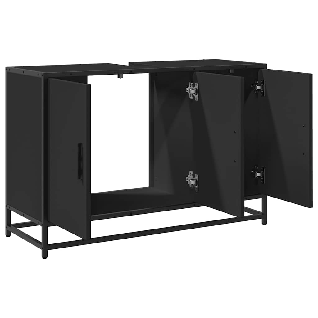 ντουλάπι νιπτήρα μπάνιου μαύρο 90x33x60 cm κατασκευασμένο ξύλο