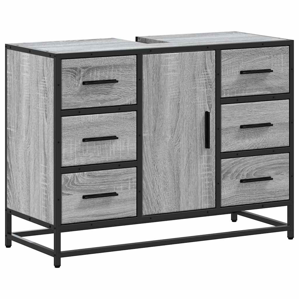 Ντουλάπι Μπάνιου Νιπτήρα Γκρι Sonoma 80 x 33 x 60εκ. Επεξ. Ξύλο