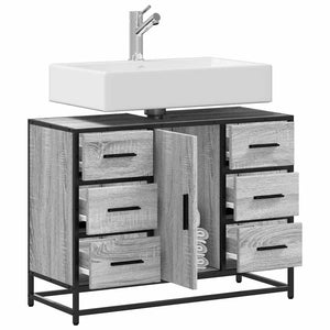 Ντουλάπι Μπάνιου Νιπτήρα Γκρι Sonoma 80 x 33 x 60εκ. Επεξ. Ξύλο