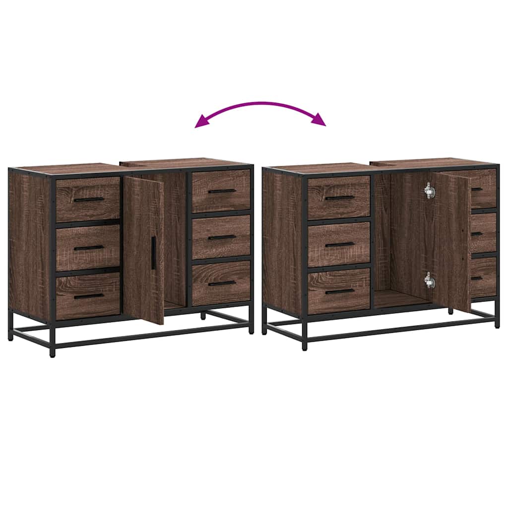 Ντουλάπι Μπάνιου Νιπτήρα Καφέ Δρυς 80 x 33 x 60 εκ. Επεξ. Ξύλο