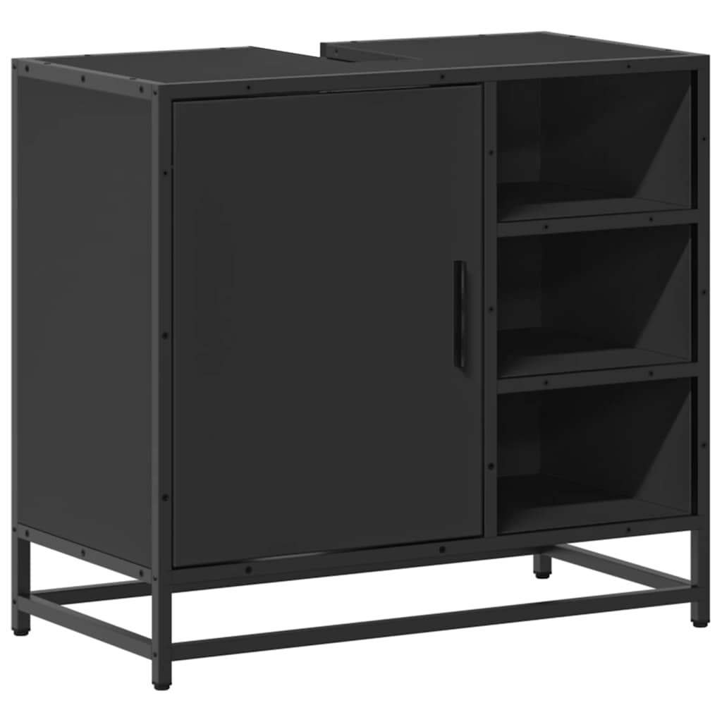 ντουλάπι νιπτήρα μπάνιου μαύρο 65x33x60 cm κατασκευασμένο ξύλο