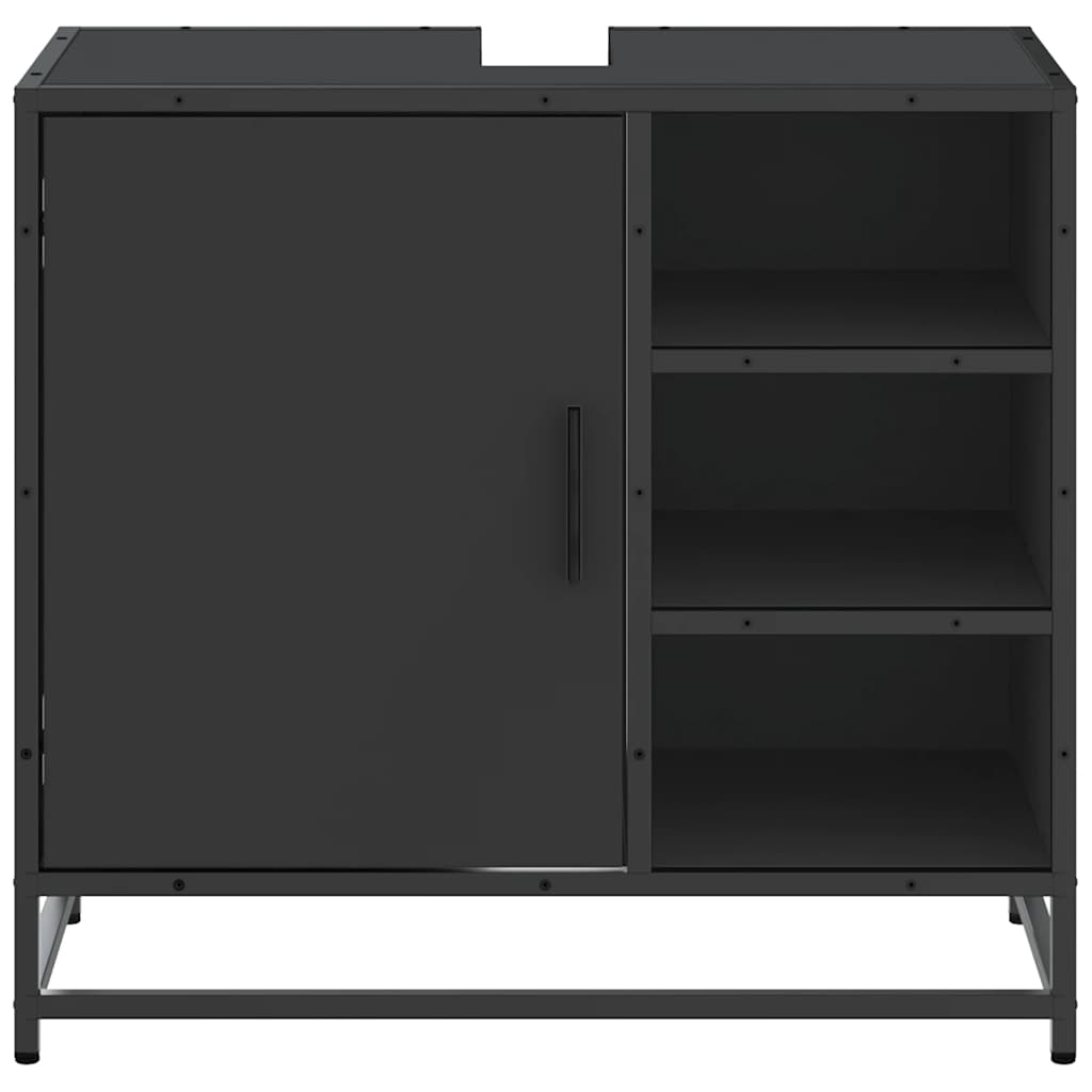 ντουλάπι νιπτήρα μπάνιου μαύρο 65x33x60 cm κατασκευασμένο ξύλο