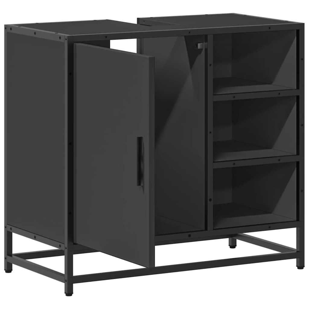 ντουλάπι νιπτήρα μπάνιου μαύρο 65x33x60 cm κατασκευασμένο ξύλο