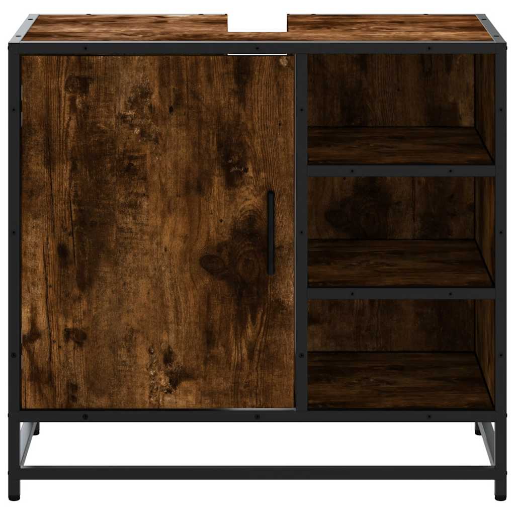 ντουλάπι νιπτήρα μπάνιου καπνιστή δρυς 65x33x60 cm - Pakobazaar