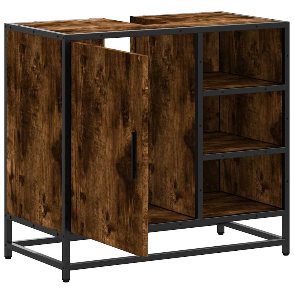 ντουλάπι νιπτήρα μπάνιου καπνιστή δρυς 65x33x60 cm - Pakobazaar