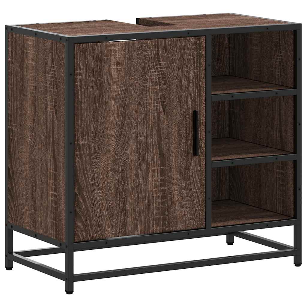 ντουλάπι νιπτήρα μπάνιου καφέ δρυς 65x33x60 cm