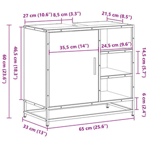 ντουλάπι νιπτήρα μπάνιου καφέ δρυς 65x33x60 cm