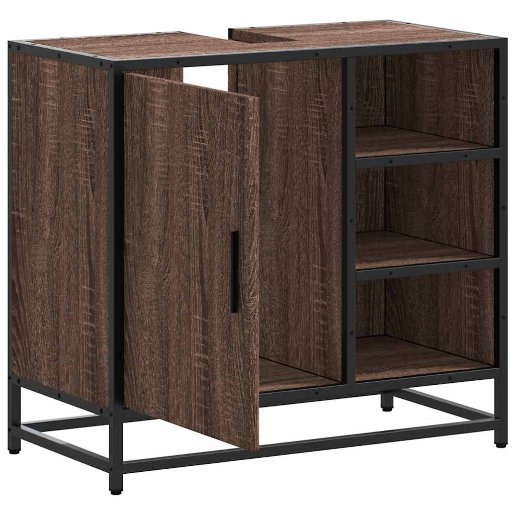 ντουλάπι νιπτήρα μπάνιου καφέ δρυς 65x33x60 cm