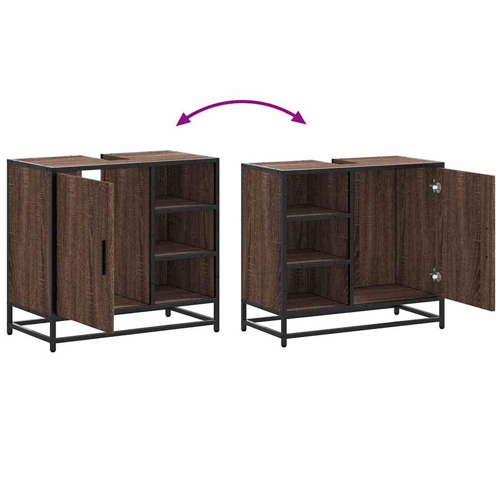 ντουλάπι νιπτήρα μπάνιου καφέ δρυς 65x33x60 cm