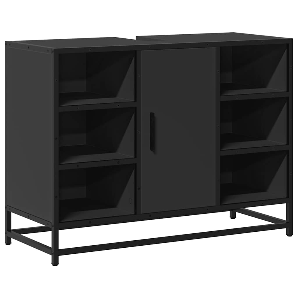 Ντουλάπι Μπάνιου Νιπτήρα Μαύρο 80 x 33 x 60 εκ. Επεξ. Ξύλο - Pakobazaar