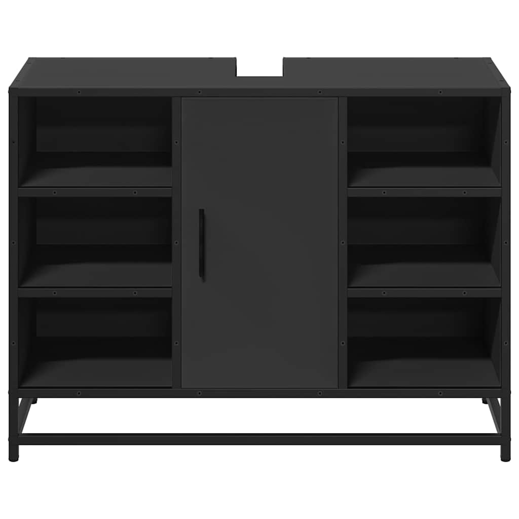 Ντουλάπι Μπάνιου Νιπτήρα Μαύρο 80 x 33 x 60 εκ. Επεξ. Ξύλο - Pakobazaar