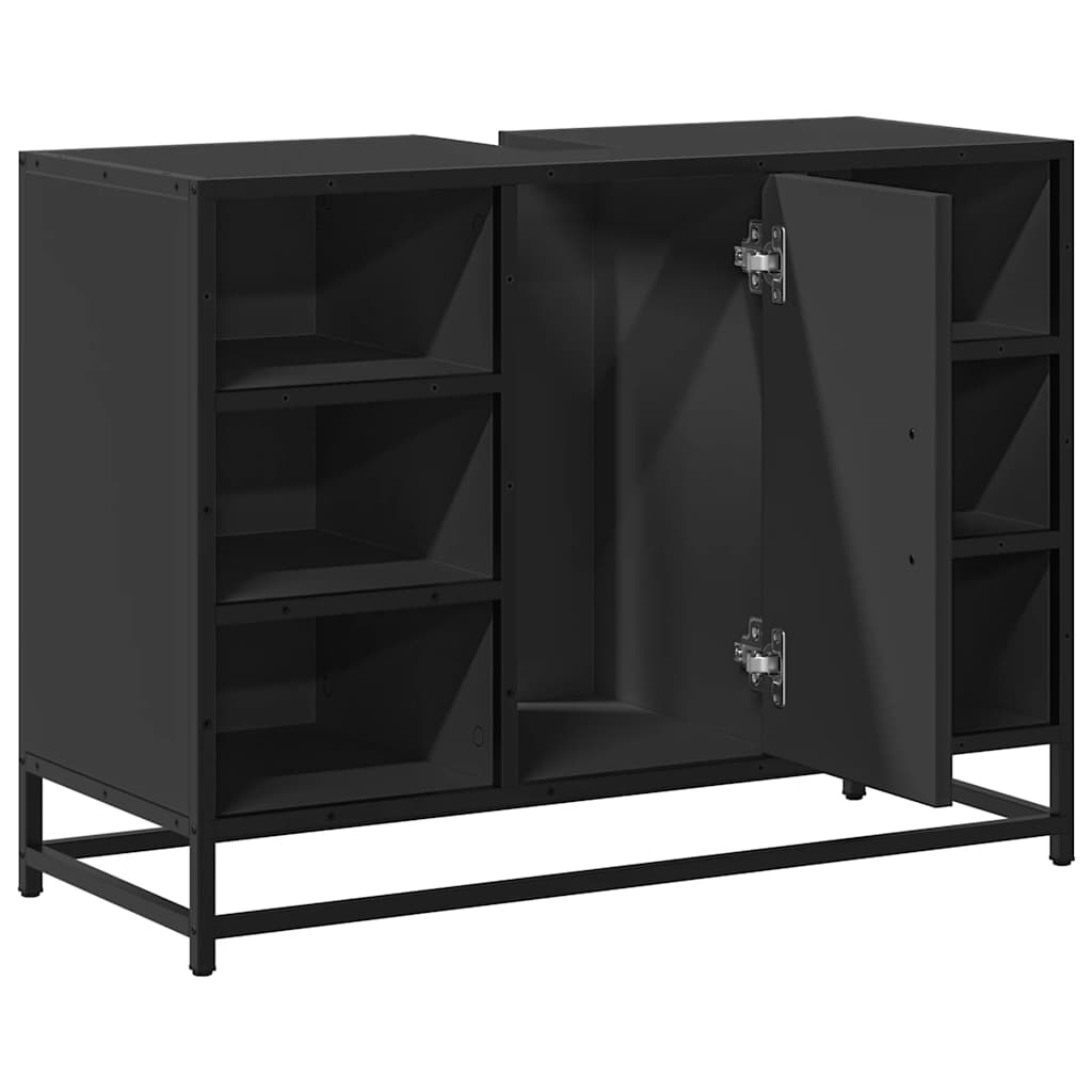 Ντουλάπι Μπάνιου Νιπτήρα Μαύρο 80 x 33 x 60 εκ. Επεξ. Ξύλο - Pakobazaar